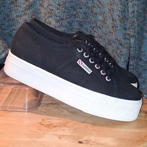 SUPERGA 2790 Platform Sneakers blk/why Sz 8